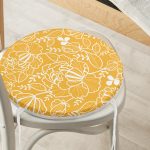 - RealHomes Yuvarlak Fermuarlı Minder - Realhomes  Renkli Zemin Üzerinde Çiçek Desenli Dijital Baskılı Modern Yuvarlak Fermuarlı Sandalye Minderi Realhomes