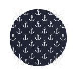 - RealHomes Yuvarlak Fermuarlı Minder - Realhomes Lacivert Zemin Üzerinde Çapa Desenli Dijital Baskılı Modern Yuvarlak Fermuarlı Sandalye Minderi Realhomes