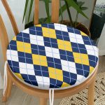 - RealHomes Yuvarlak Fermuarlı Minder - Realhomes  Beyaz Zemin Üzerinde Baklava Desenli Dijital Baskılı Modern Yuvarlak Fermuarlı Sandalye Minderi Realhomes