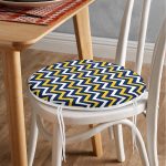 - RealHomes Yuvarlak Fermuarlı Minder - Realhomes Beyaz Zemin Üzerinde Renkli Geometrik Desenli Dijital Baskılı Modern Yuvarlak Fermuarlı Sandalye Minderi Realhomes