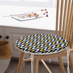 - RealHomes Yuvarlak Fermuarlı Minder - Realhomes Beyaz Zemin Üzerinde Renkli Geometrik Desenli Dijital Baskılı Modern Yuvarlak Fermuarlı Sandalye Minderi Realhomes