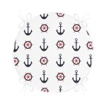 Beyaz Zemin Üzerinde Renkli Çapa Desenli Dijital Baskılı Modern Yuvarlak Fermuarlı Sandalye Minderi Realhomes