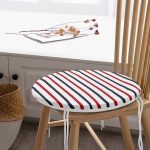 Beyaz Zemin Üzerinde Renkli Çizgili Dijital Baskılı Modern Yuvarlak Fermuarlı Sandalye Minderi Realhomes