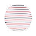 Beyaz Zemin Üzerinde Renkli Çizgili Dijital Baskılı Modern Yuvarlak Fermuarlı Sandalye Minderi Realhomes