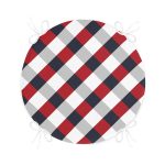 Beyaz Zemin Üzerinde Renkli Geometrik Desenli Dijital Baskılı Modern Yuvarlak Fermuarlı Sandalye Minderi Realhomes