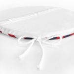 Beyaz Zemin Üzerinde Renkli Geometrik Desenli Dijital Baskılı Modern Yuvarlak Fermuarlı Sandalye Minderi Realhomes