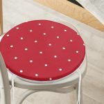 - RealHomes Yuvarlak Fermuarlı Minder - Realhomes  Renkli Zemin Üzerinde Beyaz Puantiyeli Dijital Baskılı Modern Yuvarlak Fermuarlı Sandalye Minderi Realhomes