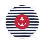 - RealHomes Yuvarlak Fermuarlı Minder - Realhomes  Beyaz Zemin Üzerinde Renkli Çapa Desenli Dijital Baskılı Modern Yuvarlak Fermuarlı Sandalye Minderi Realhomes