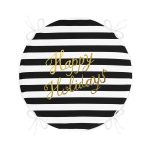 - RealHomes Yuvarlak Fermuarlı Minder - Realhomes Beyaz Zeminde Siyah Çizgili Gold Yazılı Happy Holidays Yazılı Dijital Baskılı Modern Yuvarlak Fermuarlı Sandalye Minderi Realhomes