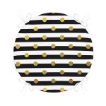 Beyaz Zemin Üzerinde Gold Detaylı Puantiye Dijital Baskılı Modern Yuvarlak Fermuarlı Sandalye Minderi Realhomes