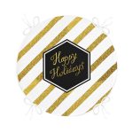 - RealHomes Yuvarlak Fermuarlı Minder - Realhomes Beyaz Zemin Üzerinde Gold Detaylı Happy Holidays Yazılı Dijital Baskılı Modern Yuvarlak Fermuarlı Sandalye Minderi Realhomes