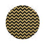 Gold Zemin Üzerinde Siyah Zikzak Desenli Dijital Baskılı Modern Yuvarlak Fermuarlı Sandalye Minderi Realhomes