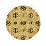 Gold Zemin Üzerinde Siyah Renkli Kar tanesi Desenli Dijital Baskılı Modern Yuvarlak Fermuarlı Sandalye Minderi Realhomes