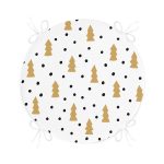 - RealHomes Yuvarlak Fermuarlı Minder - Realhomes Beyaz Zemin Üzerinde Gold Detaylı Çam Ağacı Desenli Dijital Baskılı Modern Yuvarlak Fermuarlı Sandalye Minderi Realhomes