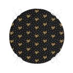 - RealHomes Yuvarlak Fermuarlı Minder - Realhomes  Siyah Zemin Üzerinde Gold Detaylı Fiyonk Çizimli Dijital Baskılı Modern Yuvarlak Fermuarlı Sandalye Minderi Realhomes