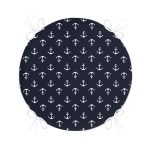 - RealHomes Yuvarlak Fermuarlı Minder - Realhomes Renkli Zemin Üzerinde Beyaz Çapa Desenli Dijital Baskılı Modern Yuvarlak Fermuarlı Sandalye Minderi Realhomes