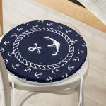 - RealHomes Yuvarlak Fermuarlı Minder - Realhomes Renkli Zemin Üzerinde Modern Çapa Desenli Dijital Baskılı Modern Yuvarlak Fermuarlı Sandalye Minderi Realhomes