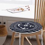 - RealHomes Yuvarlak Fermuarlı Minder - Realhomes Renkli Zemin Üzerinde Çapa Desenli Dijital Baskılı Modern Yuvarlak Fermuarlı Sandalye Minderi Realhomes