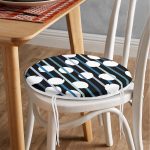 - RealHomes Yuvarlak Fermuarlı Minder - Realhomes Siyah Zemin Üzerinde Beyaz Puantiyeli Dijital Baskılı Modern Yuvarlak Fermuarlı Sandalye Minderi Realhomes