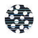 - RealHomes Yuvarlak Fermuarlı Minder - Realhomes Siyah Zemin Üzerinde Beyaz Puantiyeli Dijital Baskılı Modern Yuvarlak Fermuarlı Sandalye Minderi Realhomes