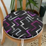 - RealHomes Yuvarlak Fermuarlı Minder - Realhomes Siyah Zemin Üzerinde Renkli Geometrik Desenli Dijital Baskılı Modern Yuvarlak Fermuarlı Sandalye Minderi Realhomes