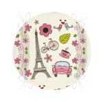 - RealHomes Yuvarlak Fermuarlı Minder - Realhomes  Eyfel Kulesi Desenli Dijital Baskılı Yuvarlak Fermuarlı Sandalye Minderi Realhomes