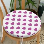 - RealHomes Yuvarlak Fermuarlı Minder - Realhomes Kalp Desen Dijital Baskılı Yuvarlak Fermuarlı Sandalye Minderi Realhomes