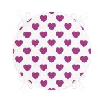 - RealHomes Yuvarlak Fermuarlı Minder - Realhomes Kalp Desen Dijital Baskılı Yuvarlak Fermuarlı Sandalye Minderi Realhomes