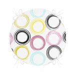 - RealHomes Yuvarlak Fermuarlı Minder - Realhomes Beyaz Zemin Üzerinde Renkli Geometrik Desenli Dijital Baskılı Modern Yuvarlak Fermuarlı Sandalye Minderi Realhomes