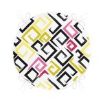 - RealHomes Yuvarlak Fermuarlı Minder - Realhomes Beyaz Zemin Üzerinde Renkli Modern Geometrik Desenli Dijital Baskılı Modern Yuvarlak Fermuarlı Sandalye Minderi Realhomes