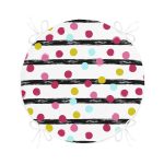 - RealHomes Yuvarlak Fermuarlı Minder - Realhomes  Beyaz Zeminde Modern Siyah Çizgili Renkli Puantiyeli Dijital Baskılı Modern Yuvarlak Fermuarlı Sandalye Minderi Realhomes