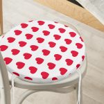 - RealHomes Yuvarlak Fermuarlı Minder - Realhomes  Kalp Desen Dijital Baskılı Yuvarlak Fermuarlı Sandalye Minderi Realhomes