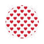 - RealHomes Yuvarlak Fermuarlı Minder - Realhomes  Kalp Desen Dijital Baskılı Yuvarlak Fermuarlı Sandalye Minderi Realhomes