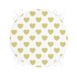 Kalp Desen Dijital Baskılı Yuvarlak Fermuarlı Sandalye Minderi Realhomes