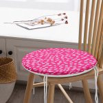 - RealHomes Yuvarlak Fermuarlı Minder - Realhomes Pembe Zemin Üzerinde Beyaz Puantiye Desenli Dijital Baskılı Modern Yuvarlak Fermuarlı Sandalye Minderi Realhomes