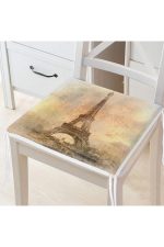 - FrmYuv-7848-Gorsel-1 - Realhomes  Pembe Zemin Üzerinde Modern Renkli Desenli Dijital Baskılı Modern Yuvarlak Fermuarlı Sandalye Minderi Realhomes