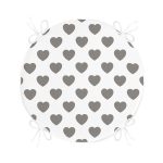 Kalp Desen Dijital Baskılı Yuvarlak Fermuarlı Sandalye Minderi Realhomes