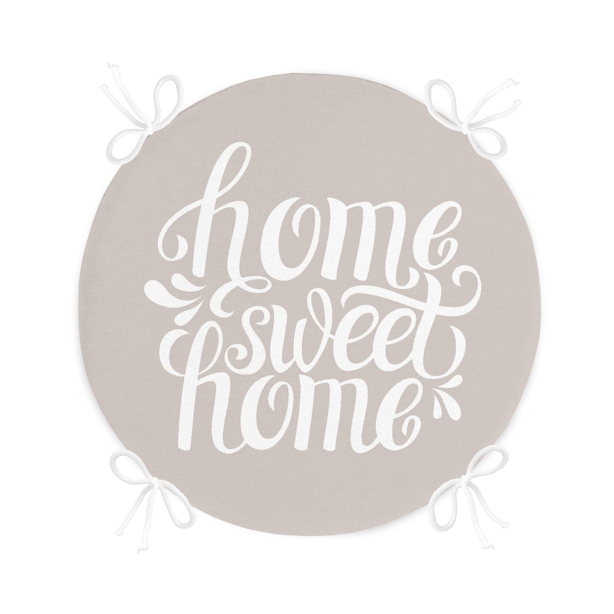 Home Sweet Home Dijital Baskılı Yuvarlak Fermuarlı Sandalye Minderi Realhomes