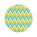 Renkli Zemin Üzerinde Geometrik Zikzak Desenli Dijital Baskılı Modern Yuvarlak Fermuarlı Sandalye Minderi Realhomes