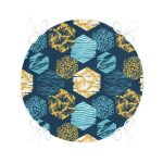 Renkli Zemin Üzerinde Geometrik Desenli Yaprak Motifli Dijital Baskılı Modern Yuvarlak Fermuarlı Sandalye Minderi Realhomes