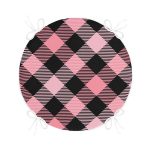 Renkli Pastel Zemin Üzerinde Siyah Ekose Desenli Dijital Baskılı Modern Yuvarlak Fermuarlı Sandalye Minderi Realhomes