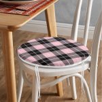 - RealHomes Yuvarlak Fermuarlı Minder - Realhomes Renkli Pastel Zemin Üzerinde Siyah Ekose Desenli Dijital Baskılı Modern Yuvarlak Fermuarlı Sandalye Minderi Realhomes