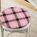 - RealHomes Yuvarlak Fermuarlı Minder - Realhomes  Renkli Pastel Zemin Üzerinde Siyah Ekose Desenli Dijital Baskılı Modern Yuvarlak Fermuarlı Sandalye Minderi Realhomes