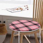 - RealHomes Yuvarlak Fermuarlı Minder - Realhomes  Renkli Pastel Zemin Üzerinde Siyah Ekose Desenli Dijital Baskılı Modern Yuvarlak Fermuarlı Sandalye Minderi Realhomes