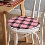 - RealHomes Yuvarlak Fermuarlı Minder - Realhomes  Renkli Pastel Zemin Üzerinde Siyah Ekose Desenli Dijital Baskılı Modern Yuvarlak Fermuarlı Sandalye Minderi Realhomes