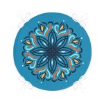 - RealHomes Yuvarlak Fermuarlı Minder - Realhomes  Renkli Zemin Üzerinde Çini Desenli Dijital Baskılı Modern Yuvarlak Fermuarlı Sandalye Minderi Realhomes