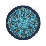 - RealHomes Yuvarlak Fermuarlı Minder - Realhomes  Renkli Zemin Üzerinde Çini Desenli Dijital Baskılı Modern Yuvarlak Fermuarlı Sandalye Minderi Realhomes