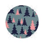 - RealHomes Yuvarlak Fermuarlı Minder - Realhomes Renkli Zeminde Pastel Renkli Siyah Çam Ağacı Desenli Dijital Baskılı Modern Yuvarlak Fermuarlı Sandalye Minderi Realhomes