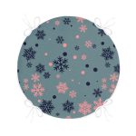 Renkli Zemin Üzerinde Kar tanesi Desenli Dijital Baskılı Modern Yuvarlak Fermuarlı Sandalye Minderi Realhomes