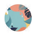 - RealHomes Yuvarlak Fermuarlı Minder - Realhomes  Renkli Zemin Üzerinde Pastel Yaprak Desenli Dijital Baskılı Modern Yuvarlak Fermuarlı Sandalye Minderi Realhomes